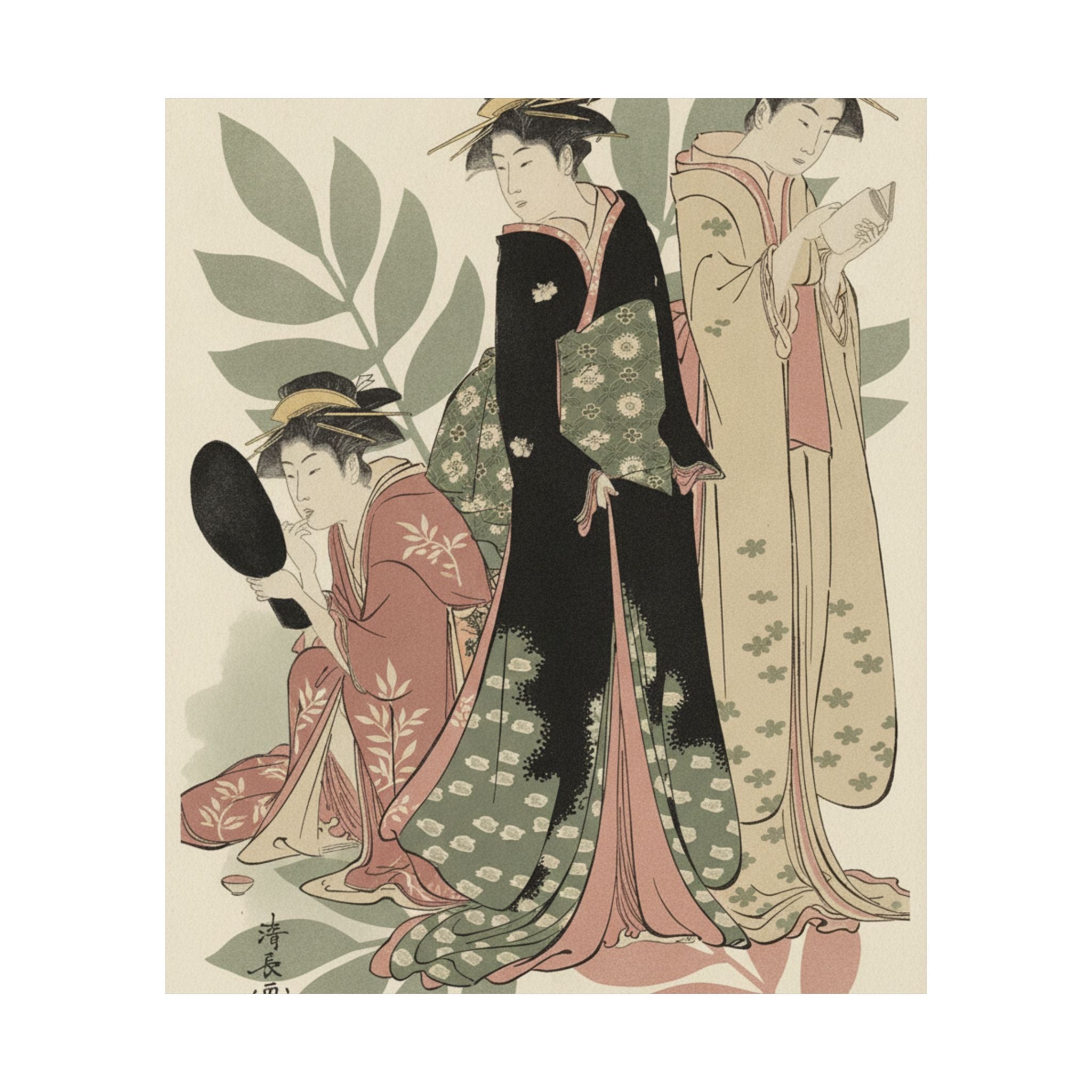 Botanical — Three Geishas Of Tachibana Street In Their Room — Matte Poster
