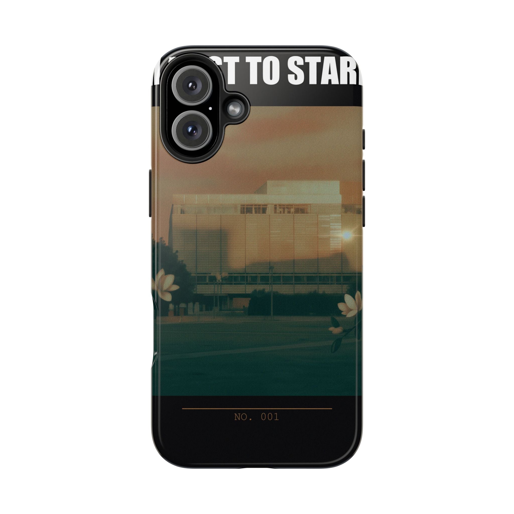 Dusk Brutalist Building and Daisies Photo Phone Case