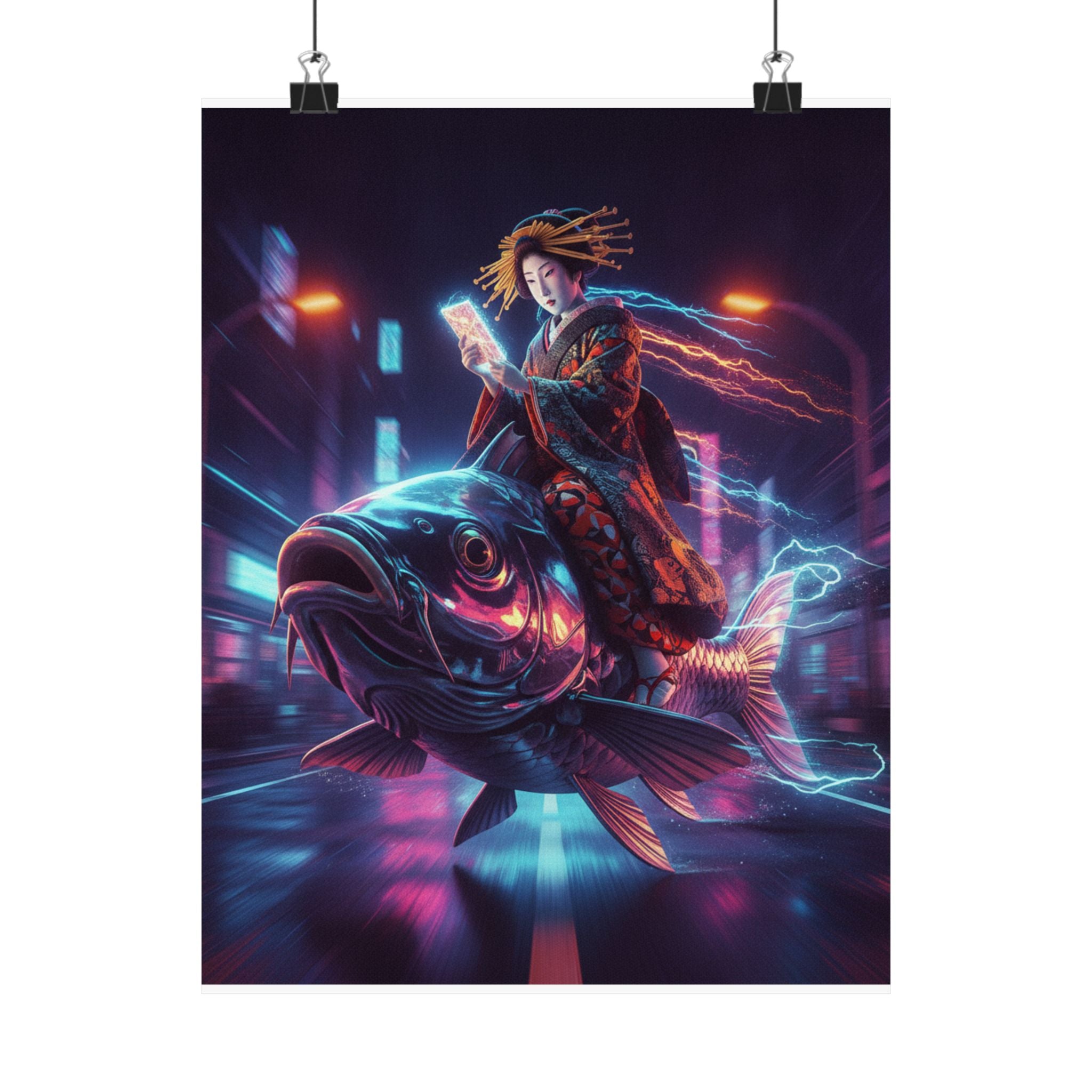 Fast Furious — Courtesan Seated On A Carp — Matte Poster