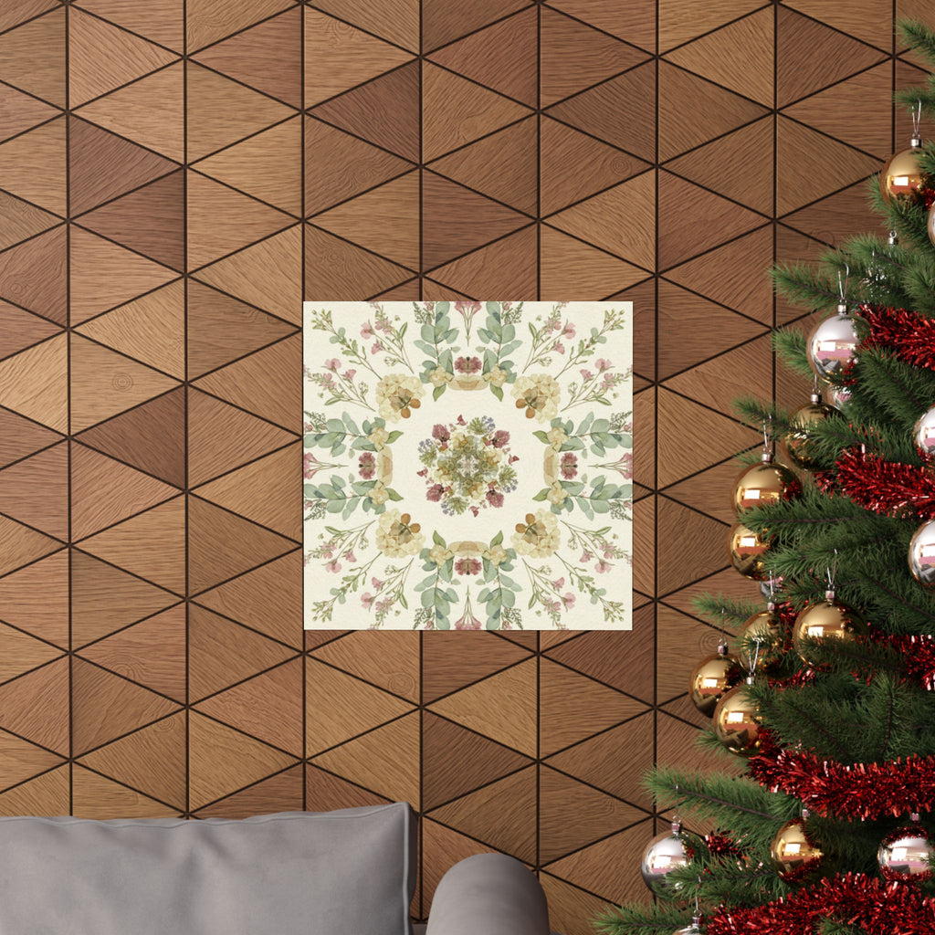 Pressed Wildflower Symmetry Cottagecore Botanical Poster