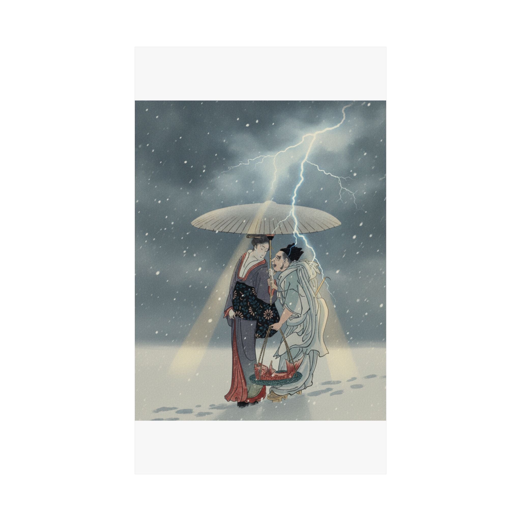 Dramatic Storm — Ebisu And Benten Walking In The Snow — Matte Poster