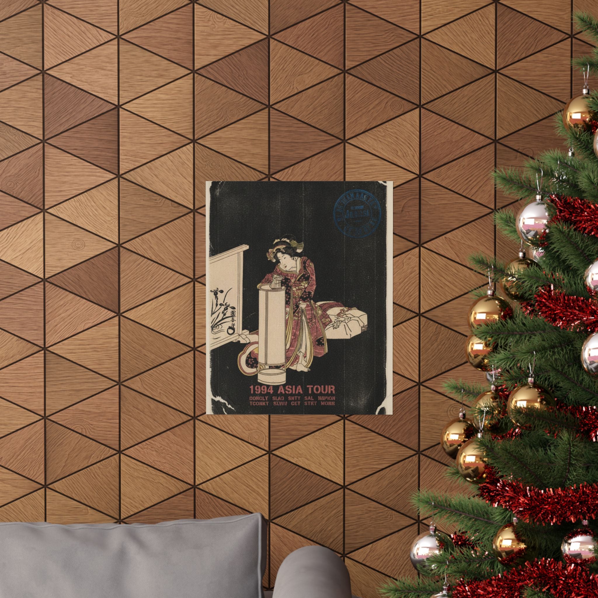 Vintage Bootleg — Young Woman Leaning Over A Tall Lamp — Matte Poster