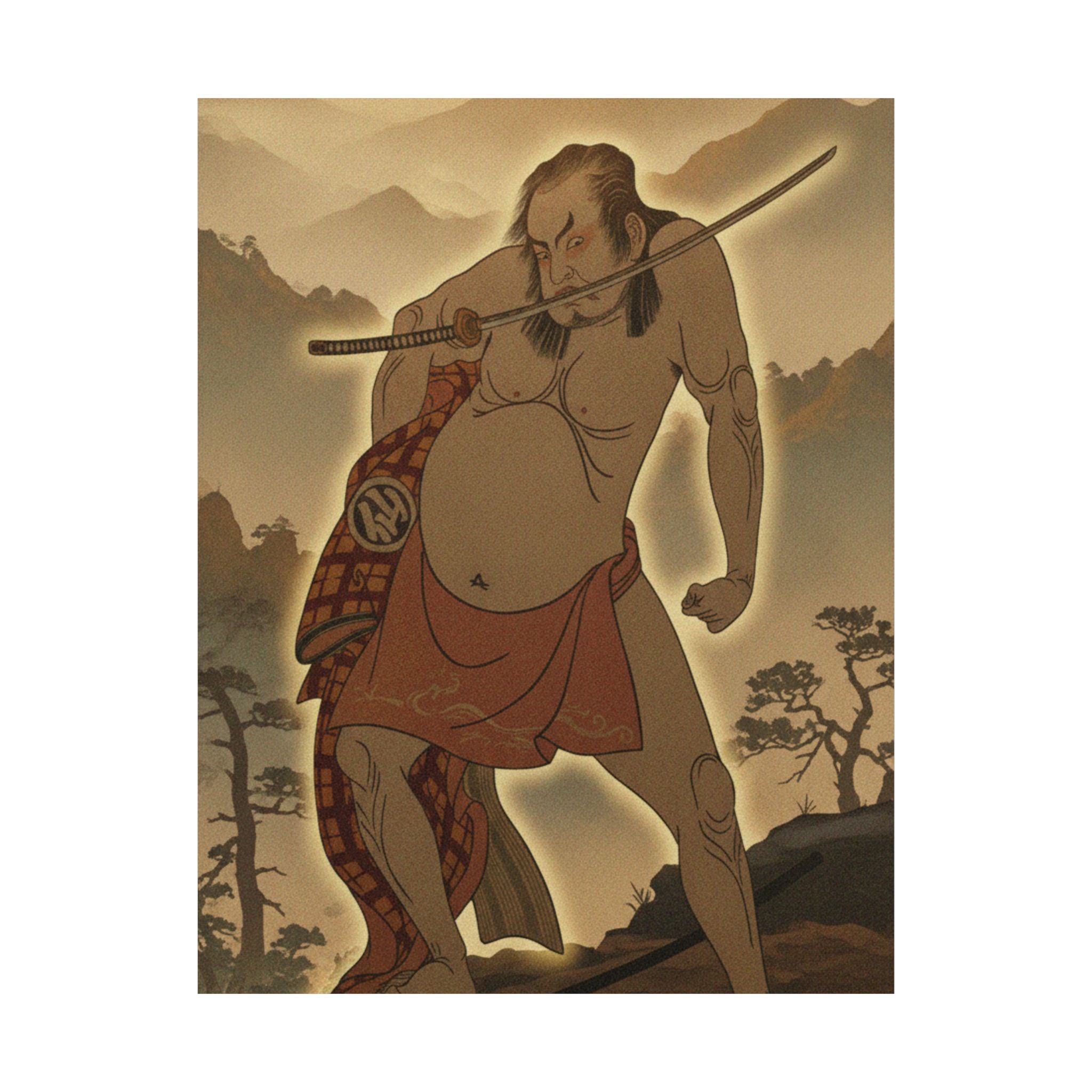 Scenic Nature — The Second Nakamura Sukegoro As A Man Entirely Nude Save For Loin Cloth — Matte Poster