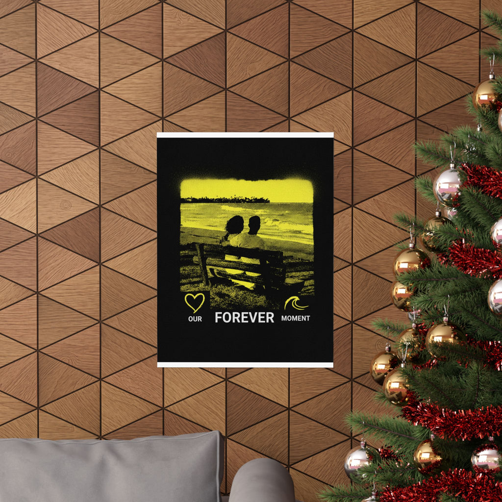 Our Forever Moment Beach Sunset Couple Yellow Matte Poster