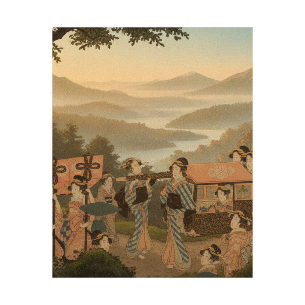 Scenic Nature — Promenade Of Famous Beauty Escorted By Many Female Attendants — Matte Poster