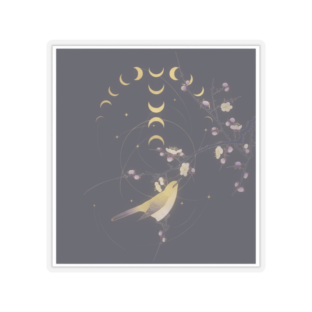 Celestial — New Moon; Nightingale On A Plum Branch — Kiss-Cut Sticker