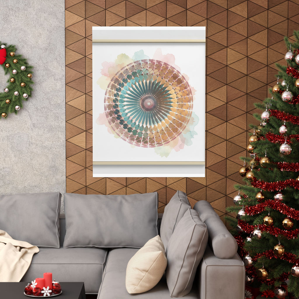 Terracotta and Teal Watercolour Spiral Mandala Poster