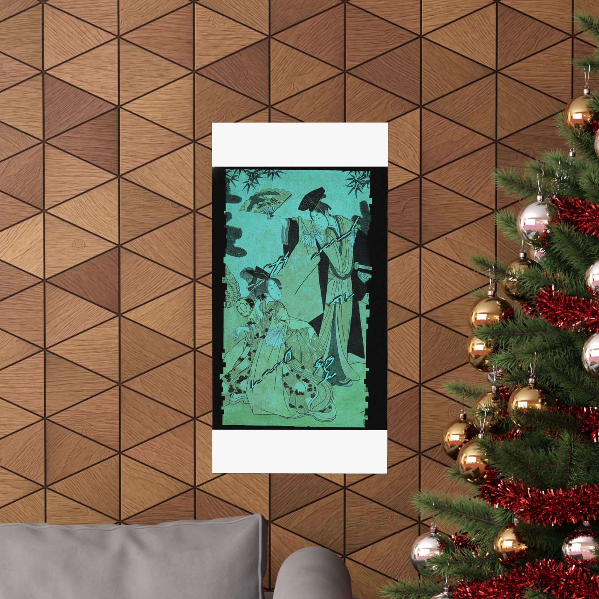 Glitch Culture — Young Lady With Drum And Man With Fan Saluting Her — Matte Poster