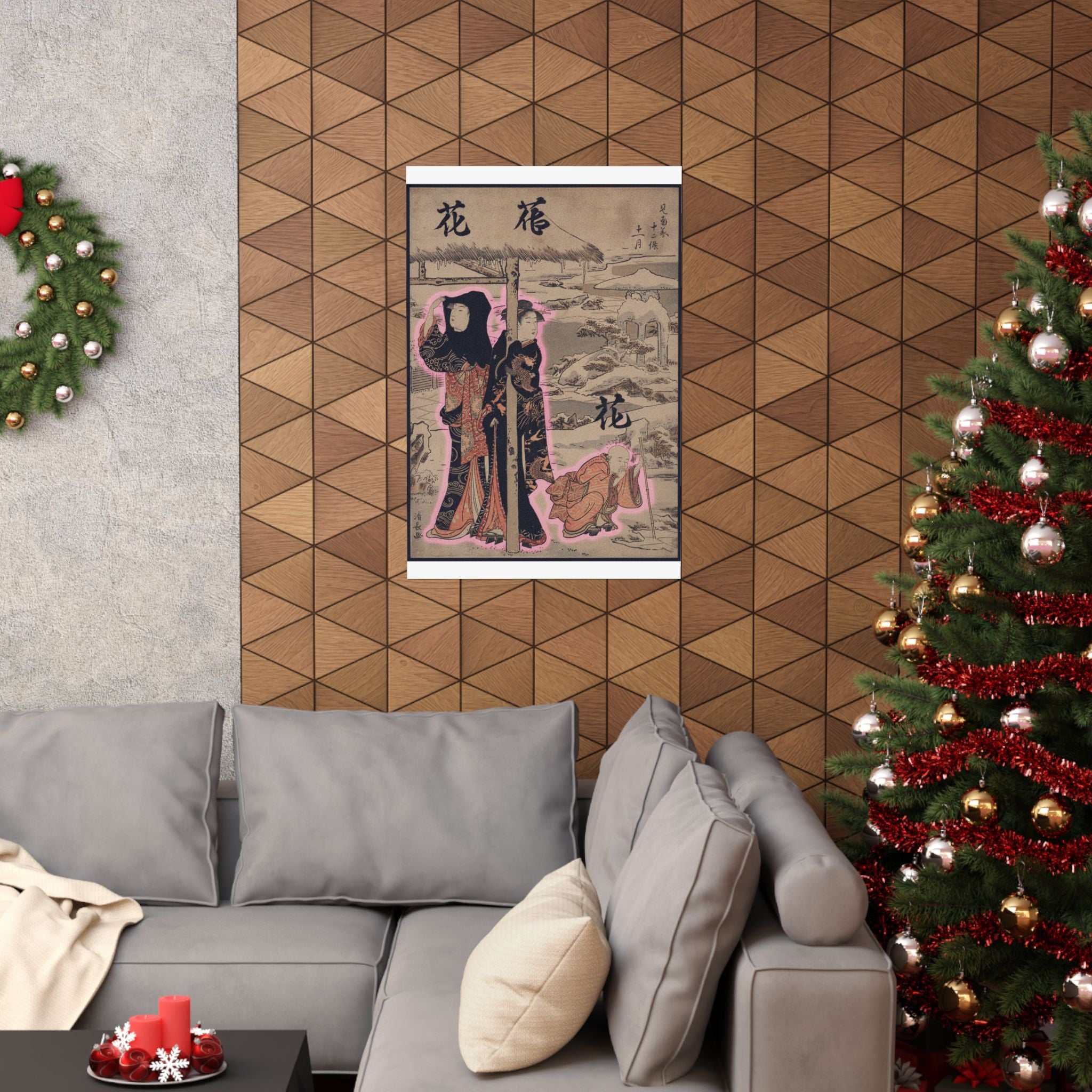 Japanese Street — A Day In Winter; Two Ladies And A Child In A Garden — Matte Poster