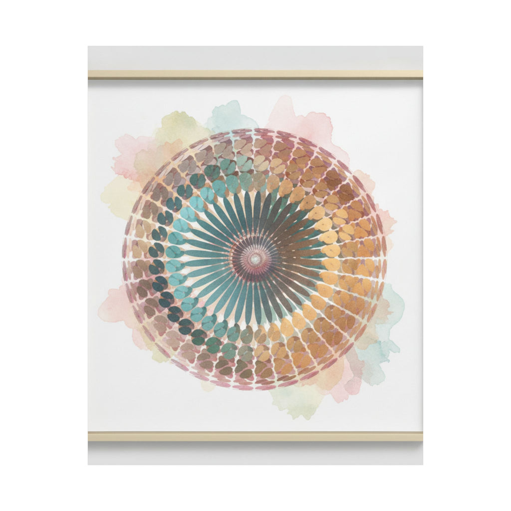 Terracotta and Teal Watercolour Spiral Mandala Poster