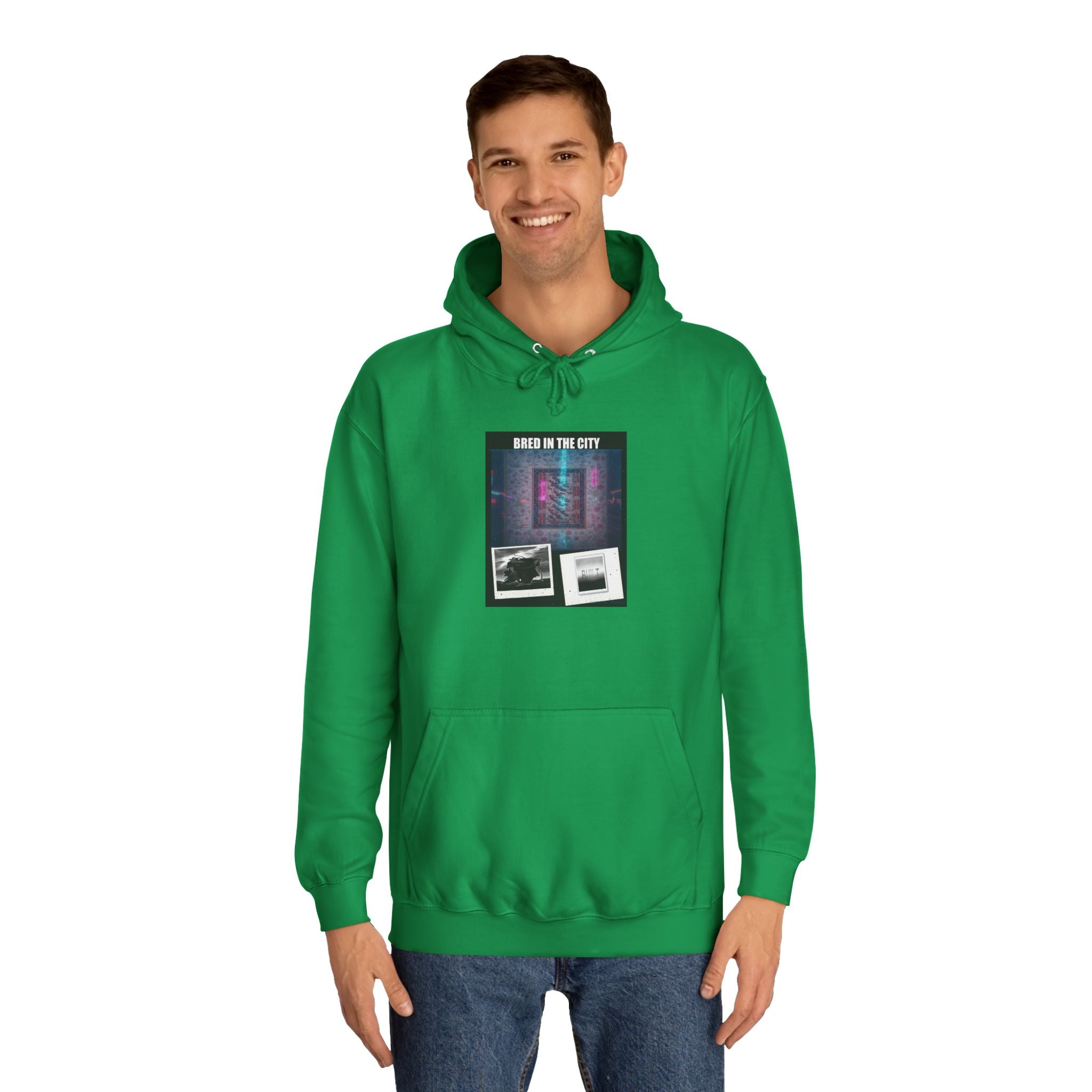 BRED IN THE CITY Purple Neon Collage Hoodie