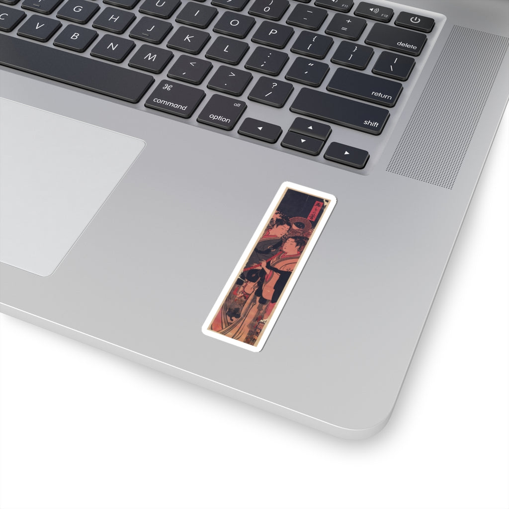 Japanese Street — Two Men, One Playing A Flute — Kiss-Cut Sticker