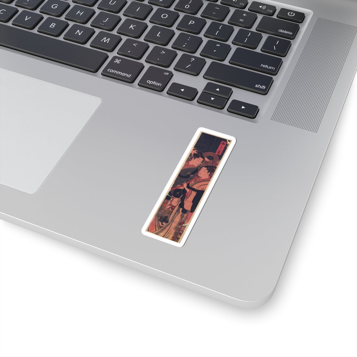 Japanese Street — Two Men, One Playing A Flute — Kiss-Cut Sticker