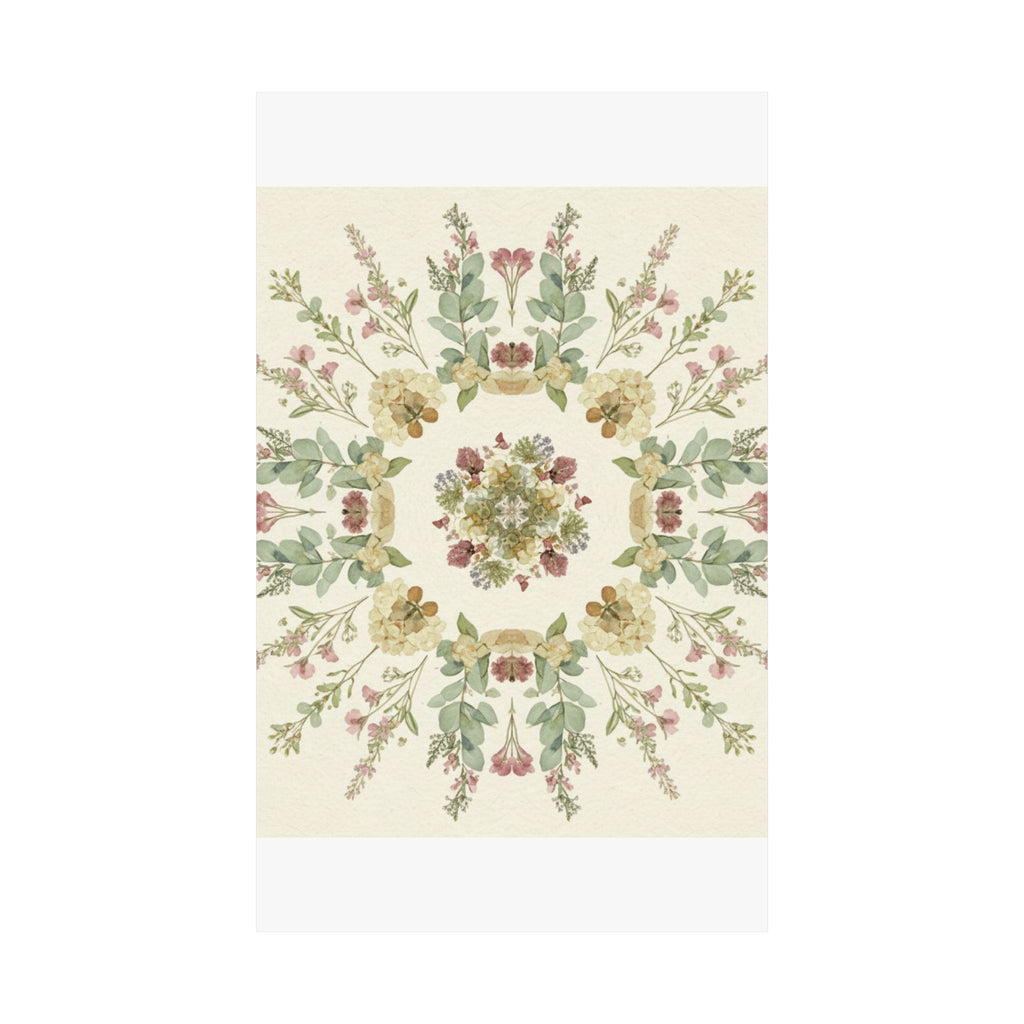 Pressed Wildflower Symmetry Cottagecore Botanical Poster