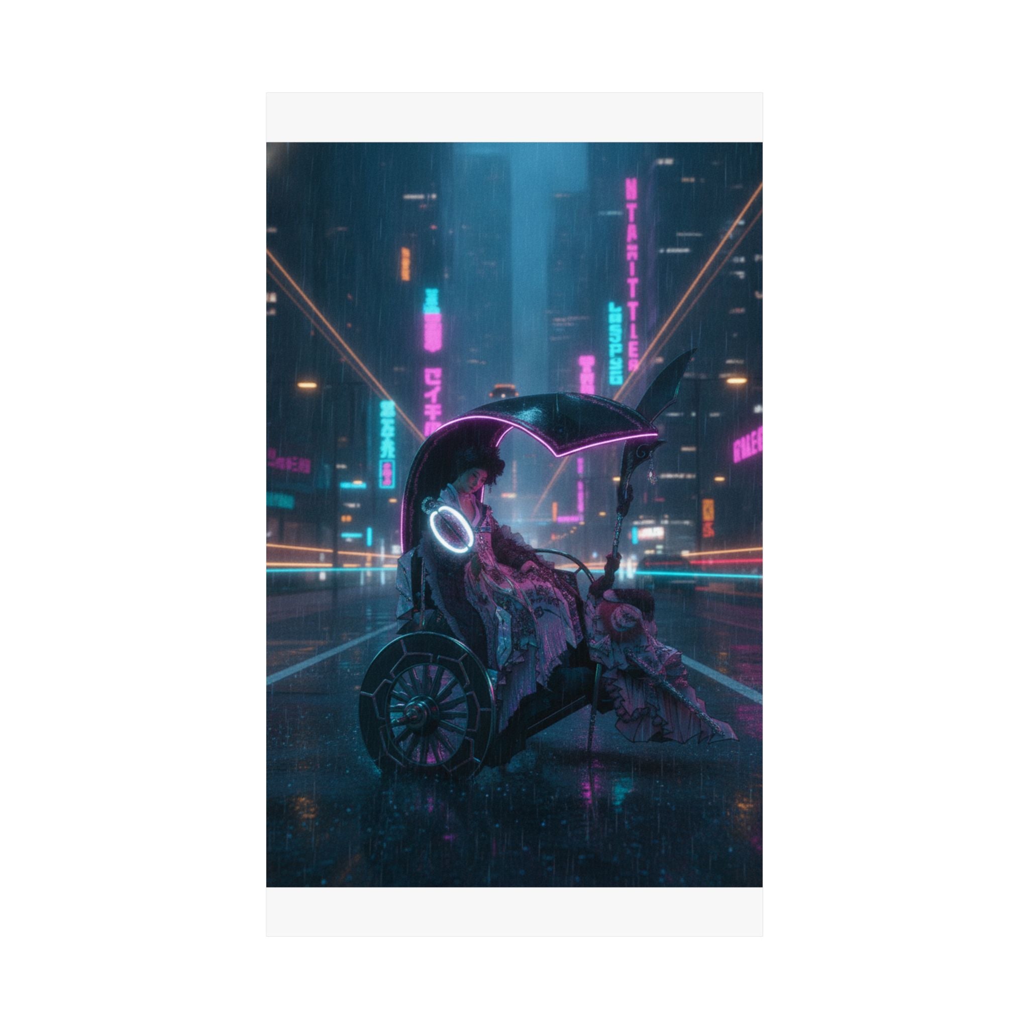 Neon Noir — Lady In A Chariot — Matte Poster