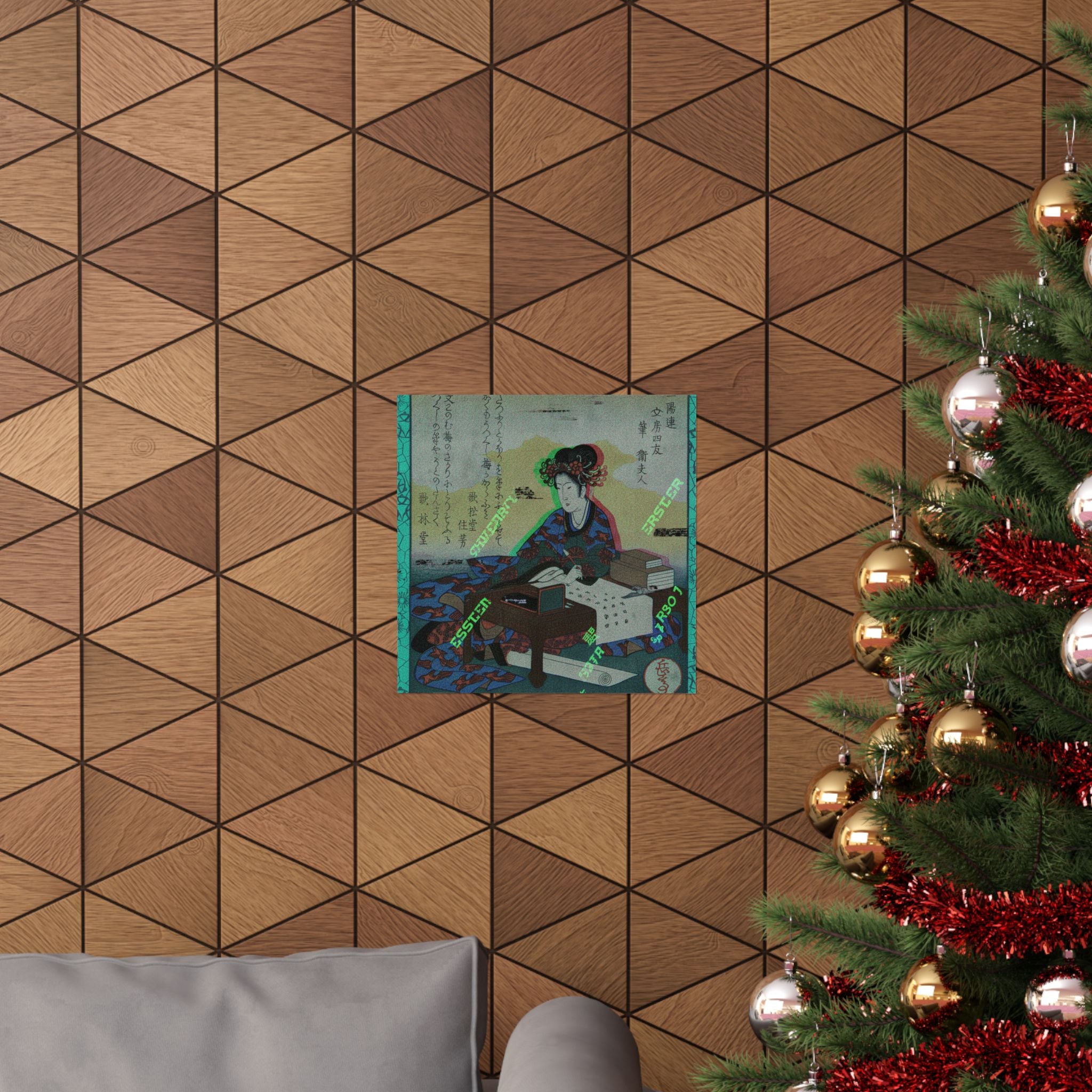 Glitch Culture — Chinese Lady Seated At A Table, Composing An Ode — Matte Poster