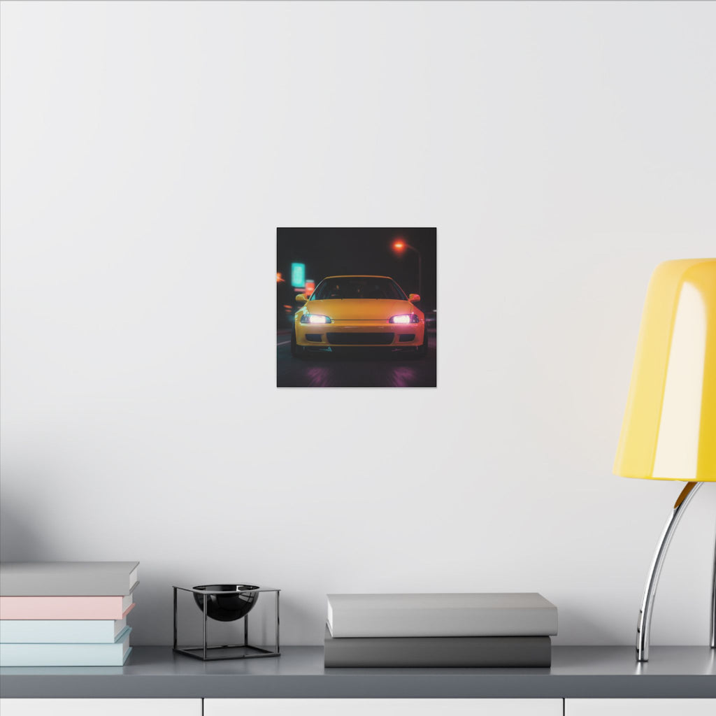 Neon Night JDM Yellow Coupe Street Matte Canvas