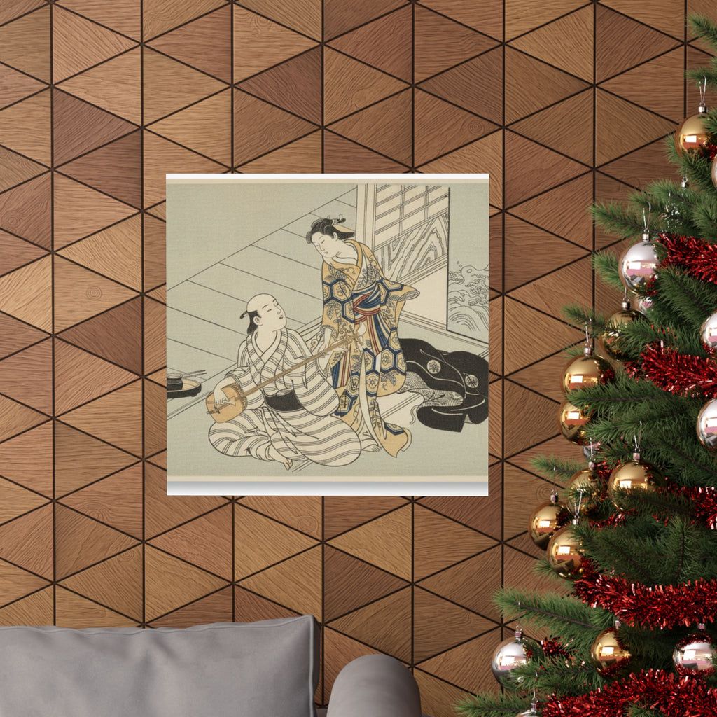 Ecommerce Main — Lady Interrupting Her Lover, Who Is Playing The Shamisen — Matte Poster