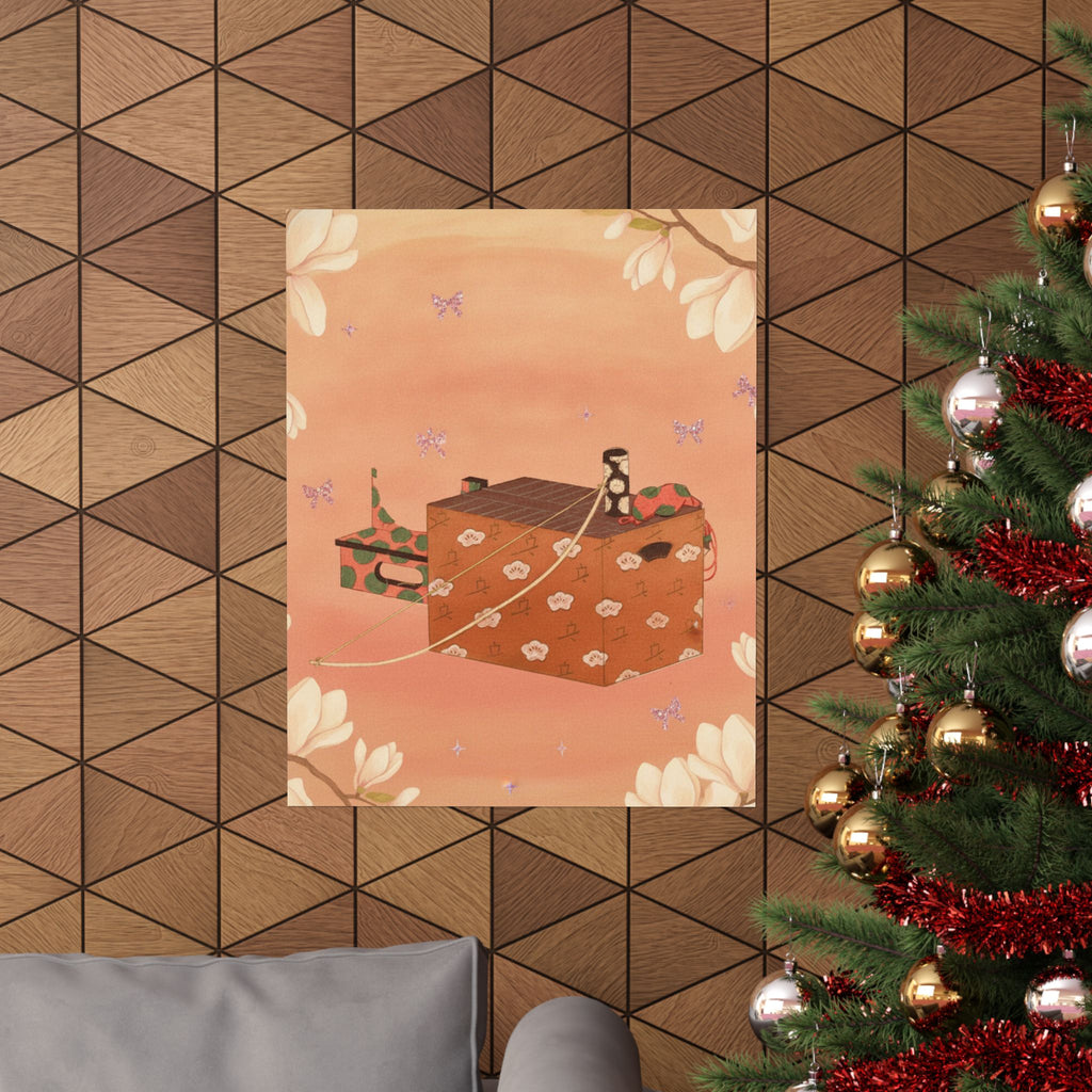Southern Sunset — Box For Sugoroku Game (A Kind Of Backgammon), Bow And Drum — Matte Poster