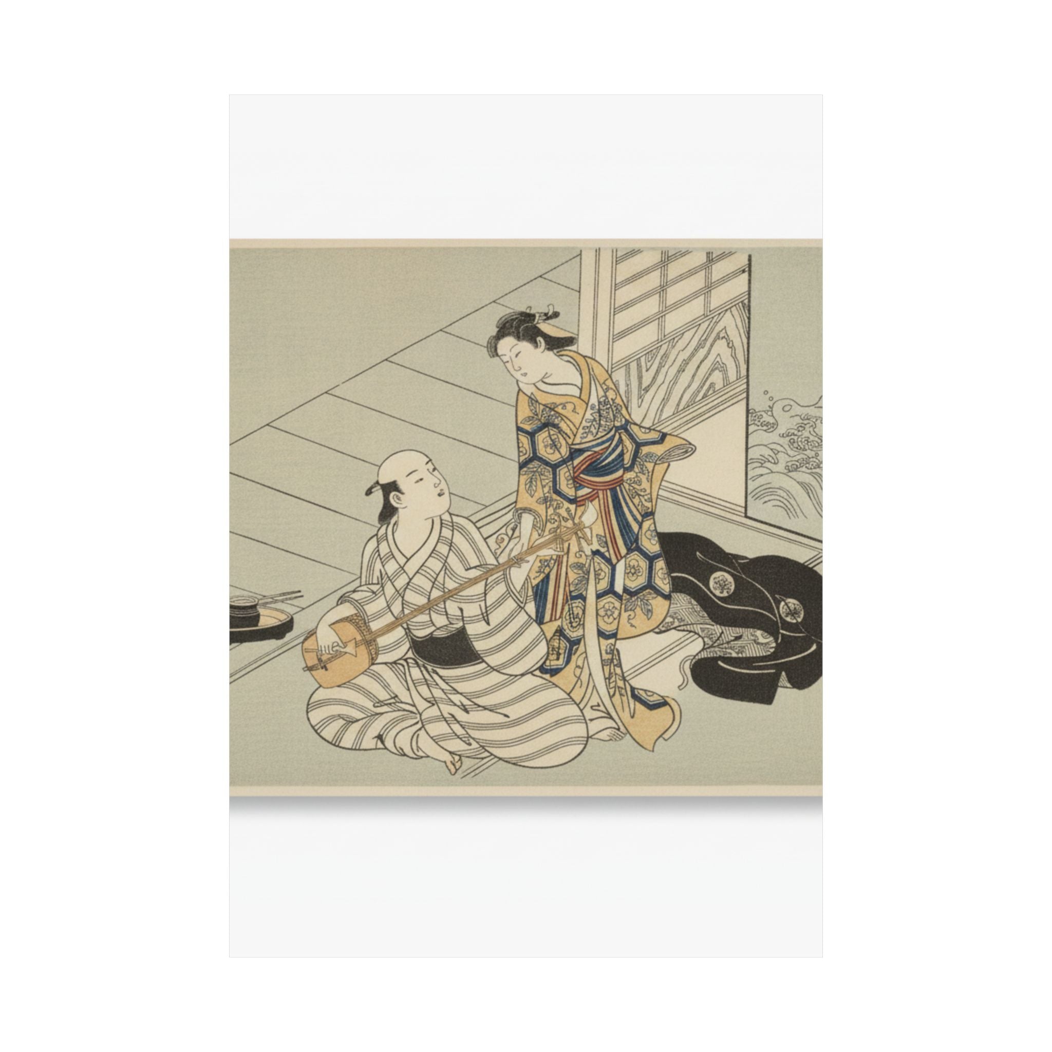 Ecommerce Main — Lady Interrupting Her Lover, Who Is Playing The Shamisen — Matte Poster