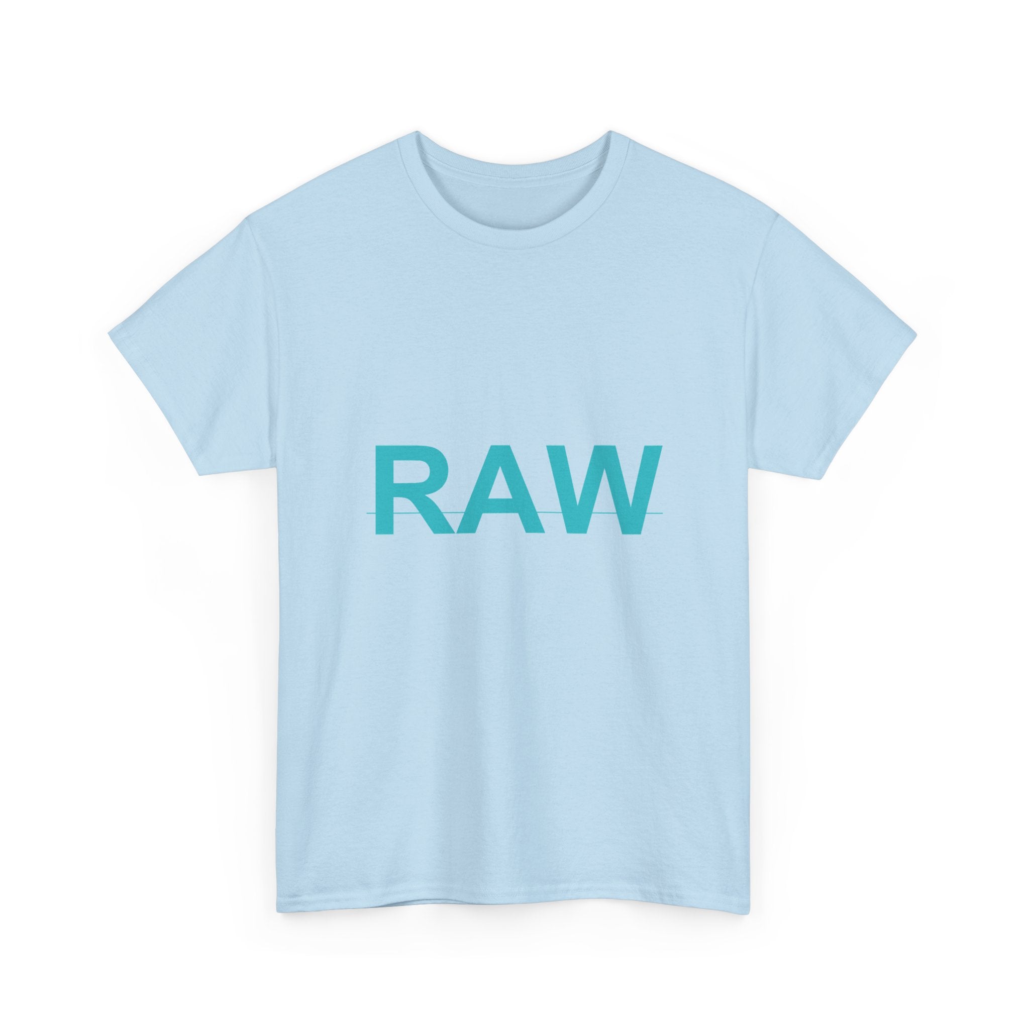 RAW Teal Block Letter Minimalist Statement Tee