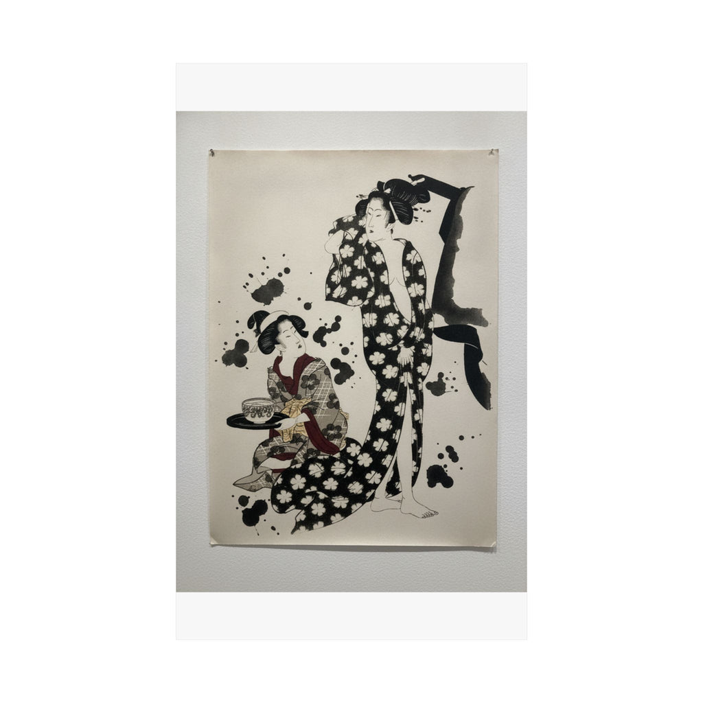 Watercolor — Young Woman Making Her Toilet — Matte Poster