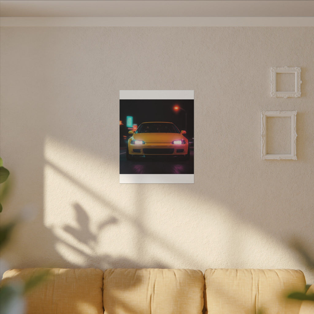 Neon Night JDM Yellow Coupe Street Matte Canvas
