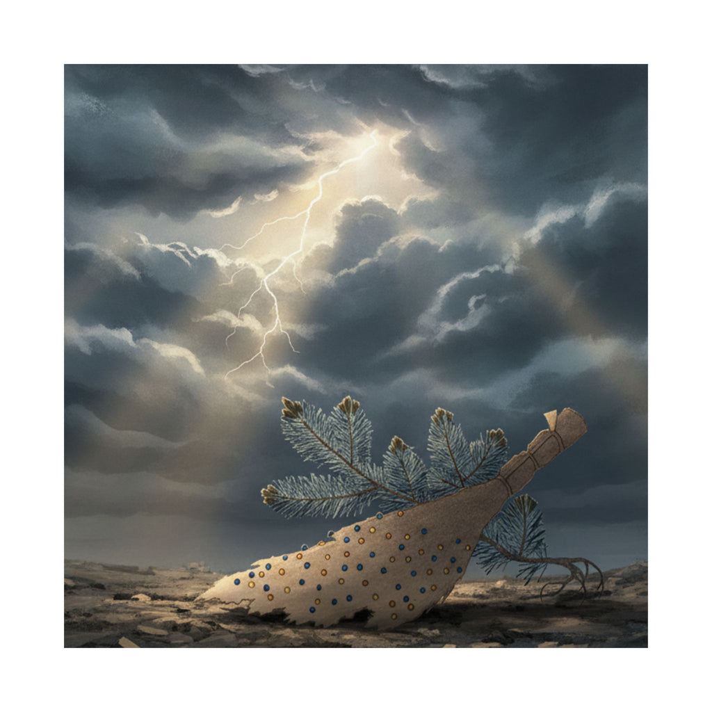Dramatic Storm — Young Pine Tree And Jeweled Broom — Matte Poster