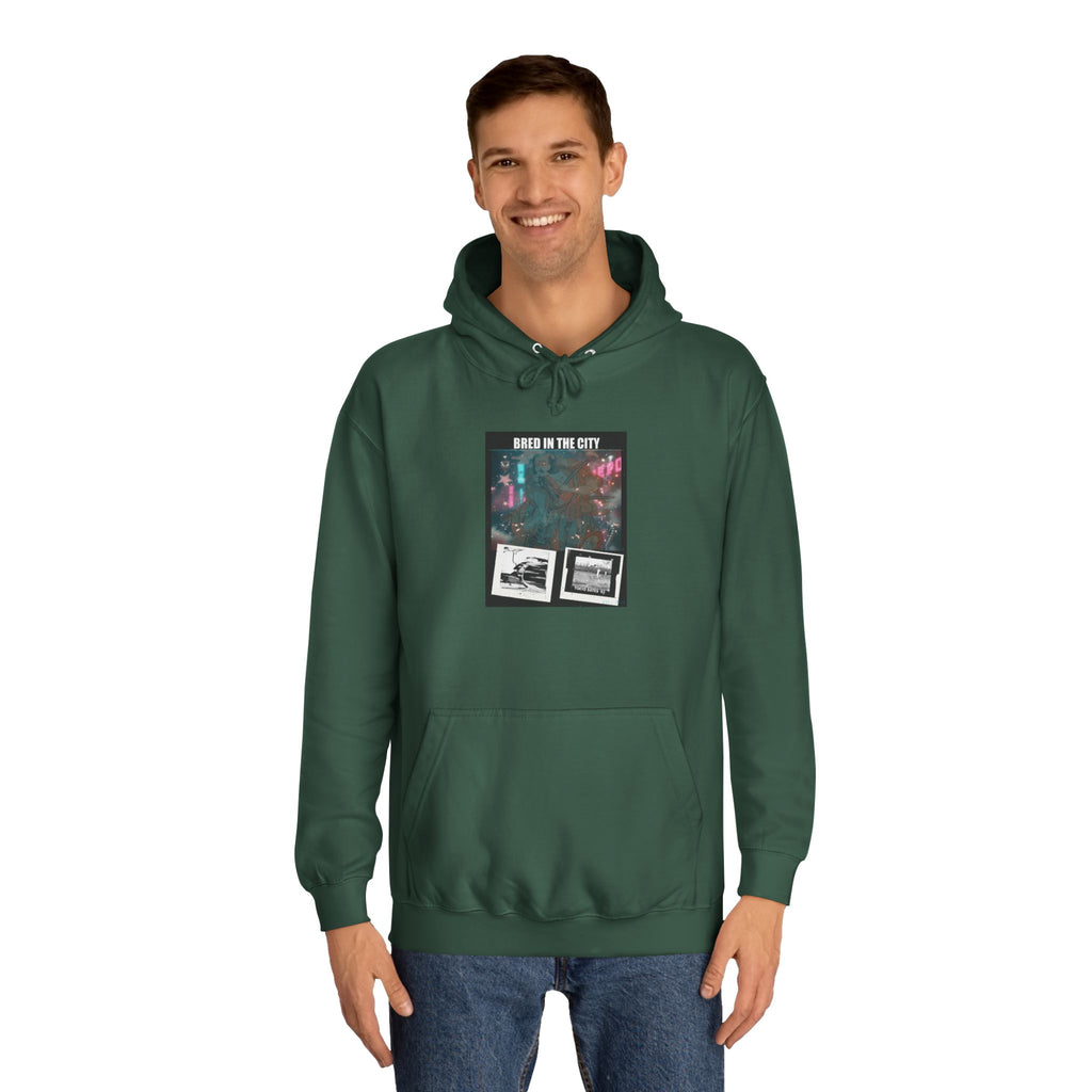 Bred In The City Neon Car Polaroid Collage Hoodie