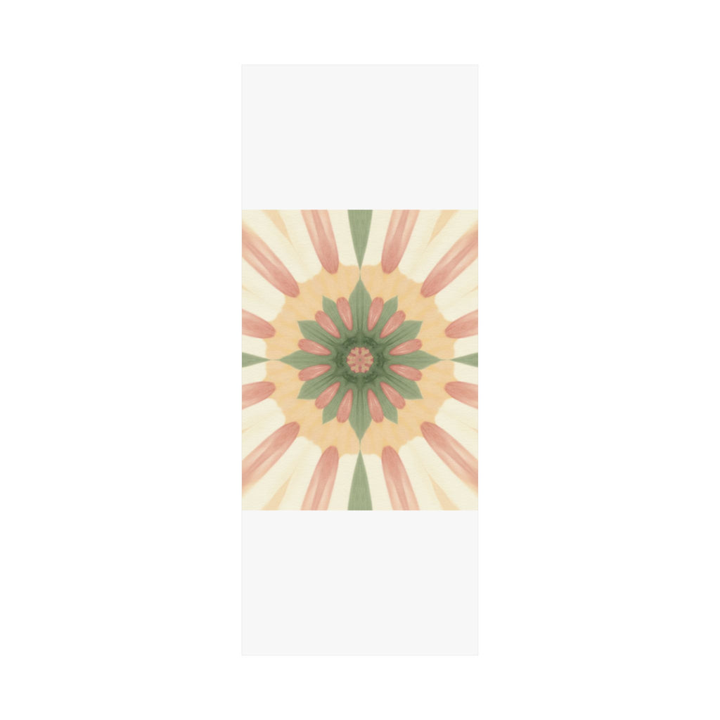 Peach and Sage Floral Kaleidoscope Mandala Poster