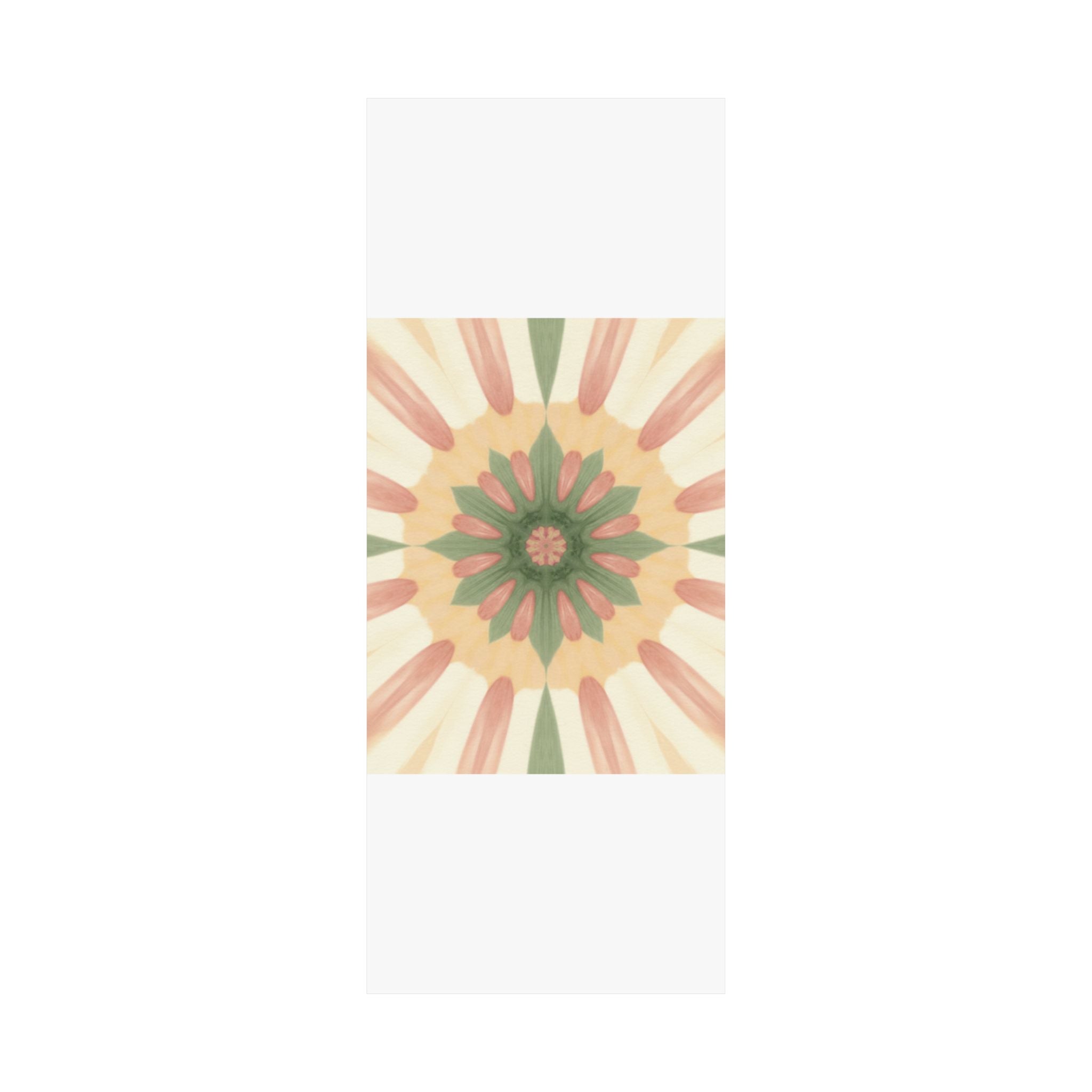 Peach and Sage Floral Kaleidoscope Mandala Poster