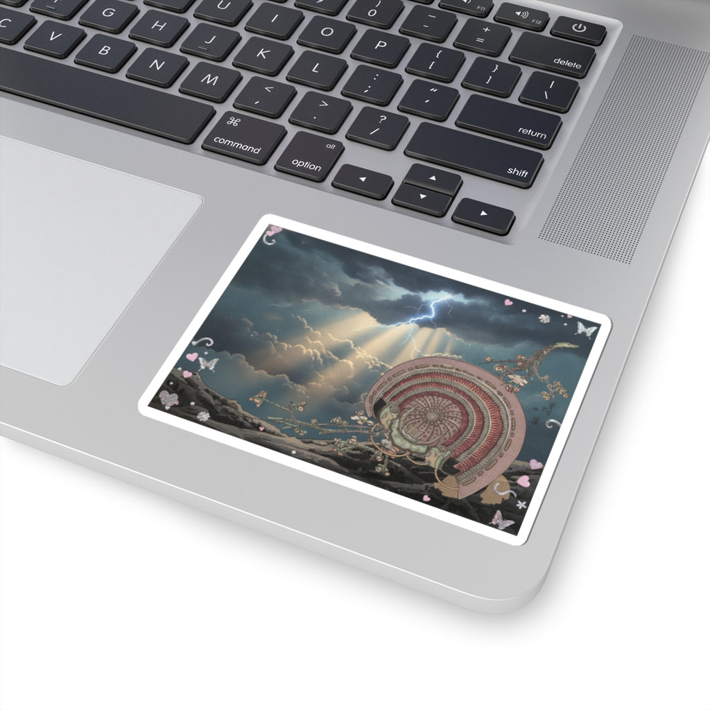 Dramatic Storm — Helmet And Plum Blossoms — Kiss-Cut Sticker