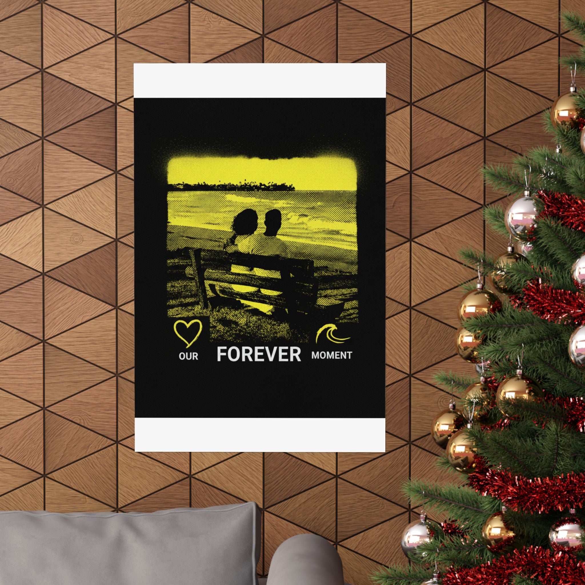 Our Forever Moment Beach Sunset Couple Yellow Matte Poster