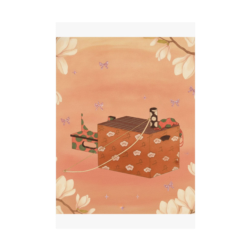 Southern Sunset — Box For Sugoroku Game (A Kind Of Backgammon), Bow And Drum — Matte Poster