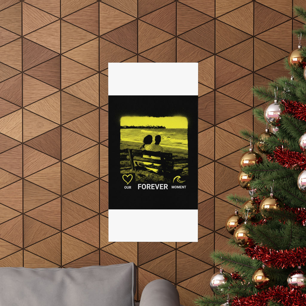 Our Forever Moment Beach Sunset Couple Yellow Matte Poster