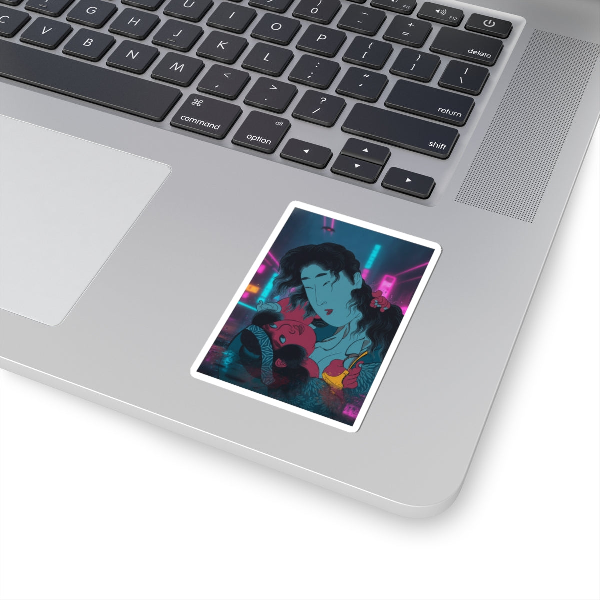 Neon Noir — Yamauba Playing With Kintarō — Kiss-Cut Sticker