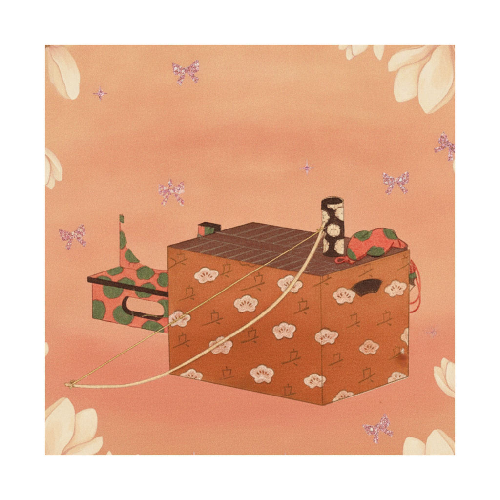 Southern Sunset — Box For Sugoroku Game (A Kind Of Backgammon), Bow And Drum — Matte Poster