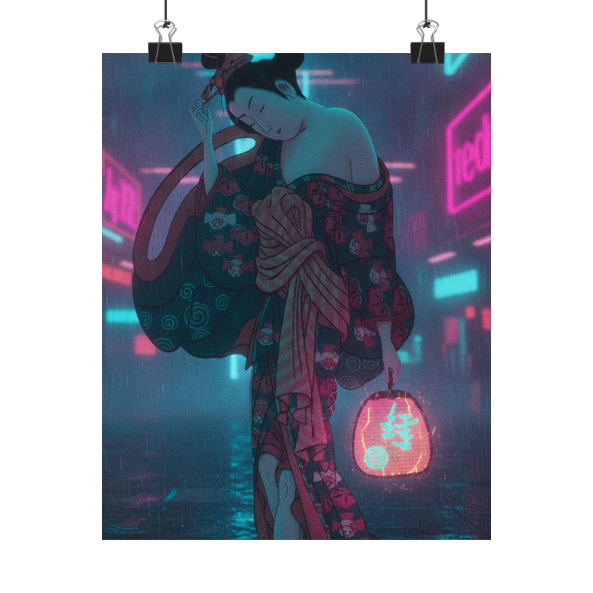 Neon Noir — Summer Willow In The Breeze — Matte Poster