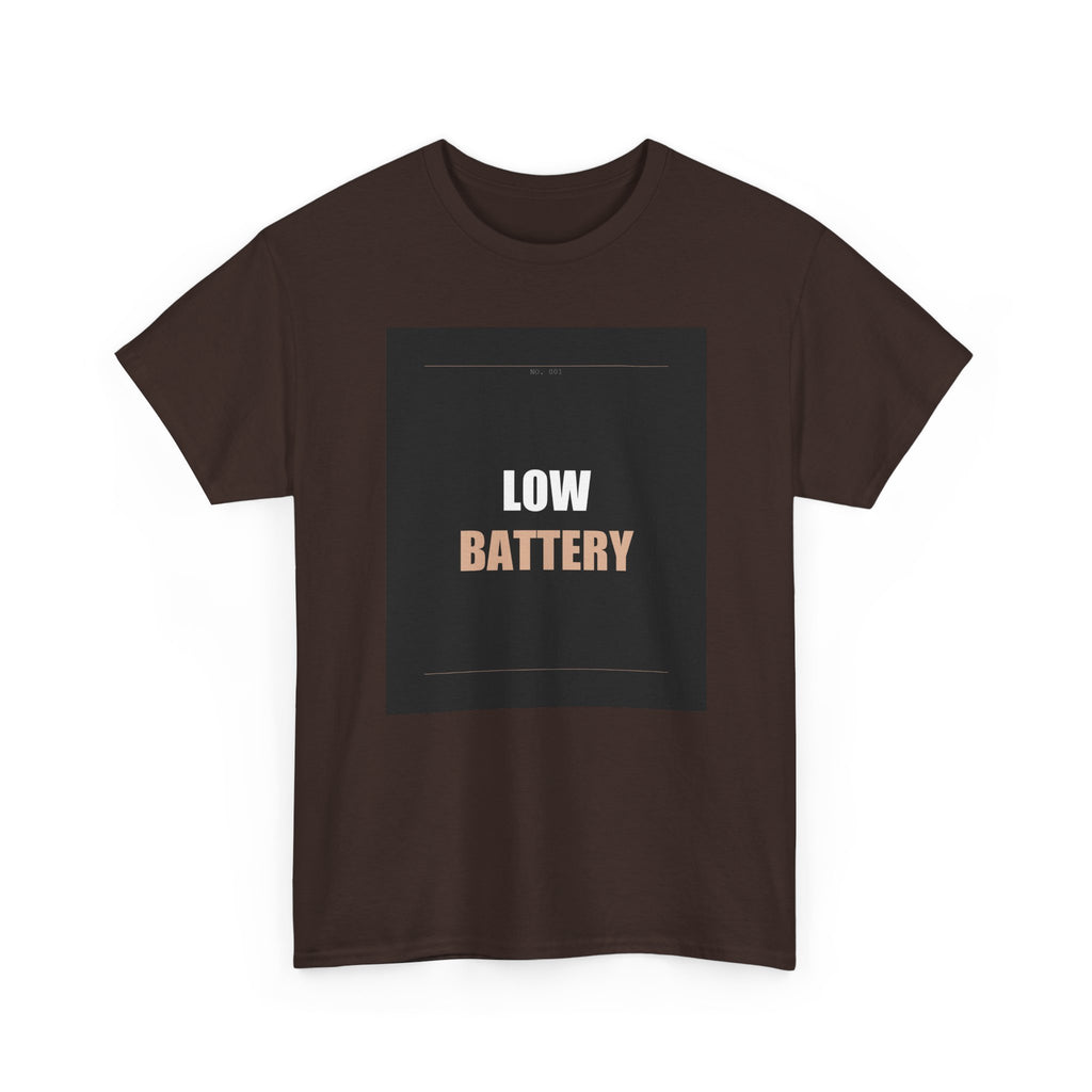 LOW BATTERY Charcoal Slogan Typography Graphic Tee