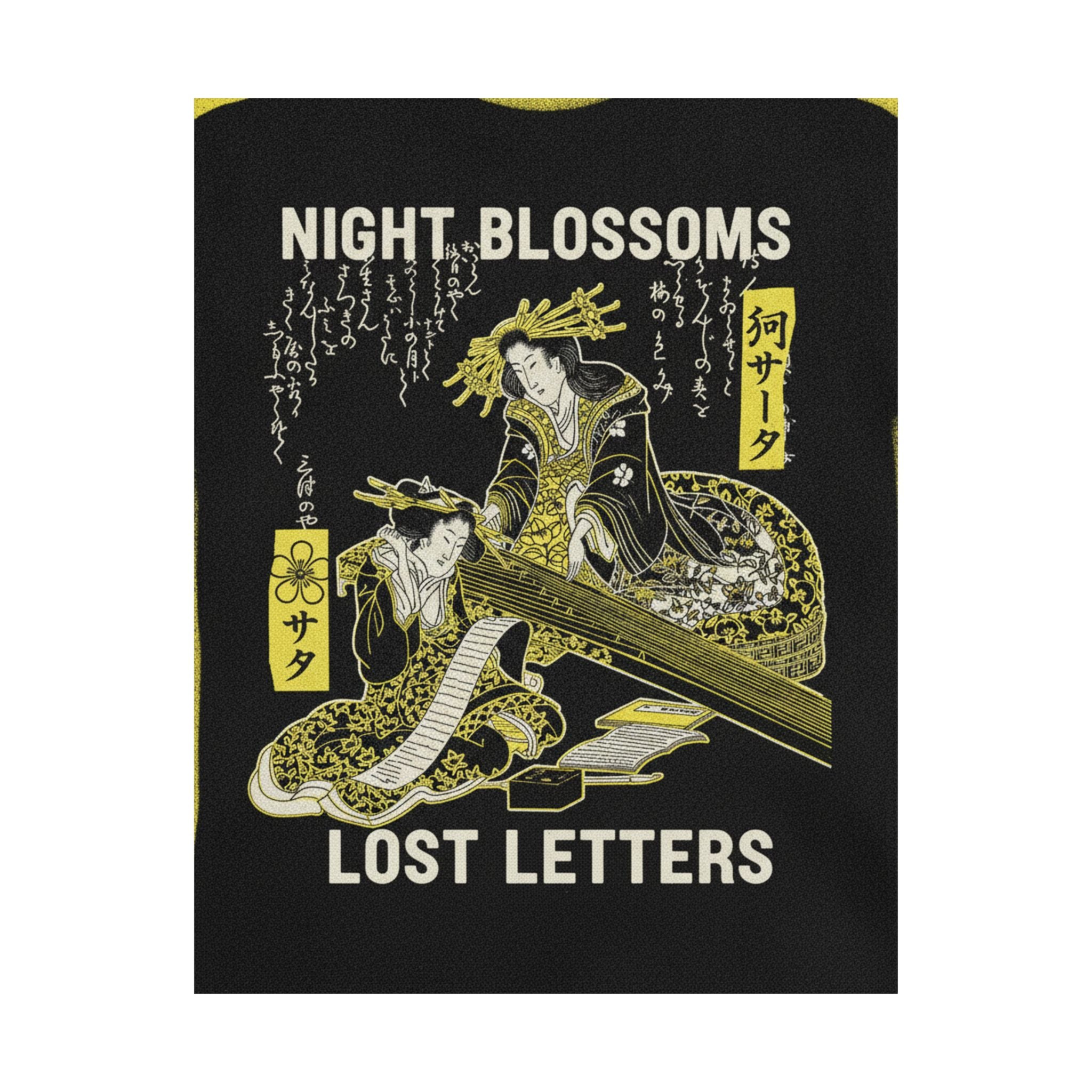 Streetwear Collage — Two Courtesans, One Playing A Koto (Harp) And The Other Reading A Letter — Matte Poster