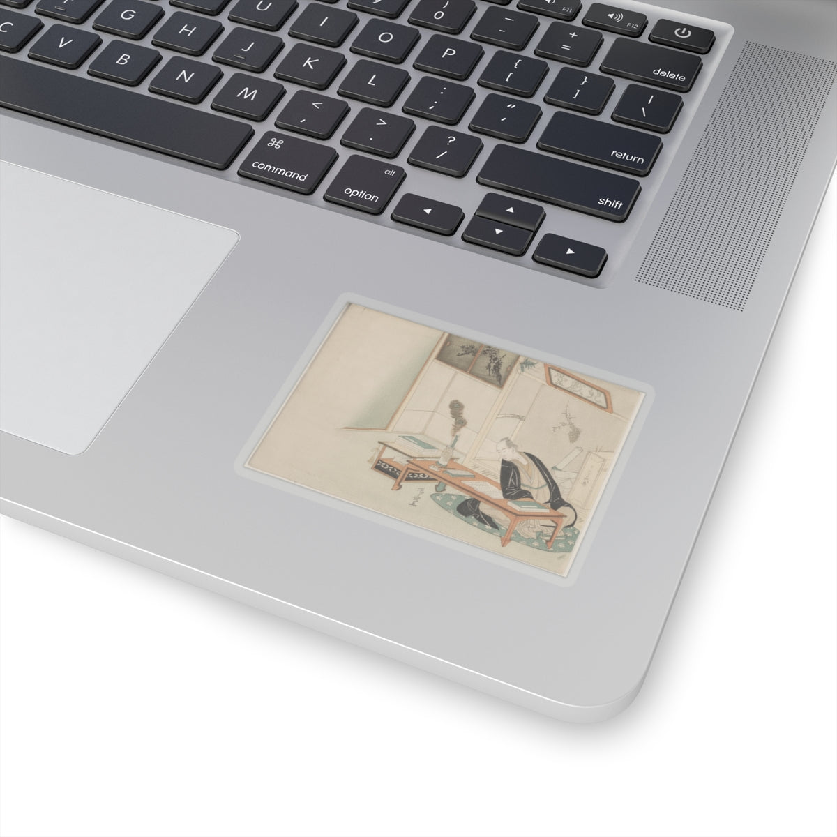 Botanical — Man Seated With His Reading And Writing Materials Before Him — Kiss-Cut Sticker