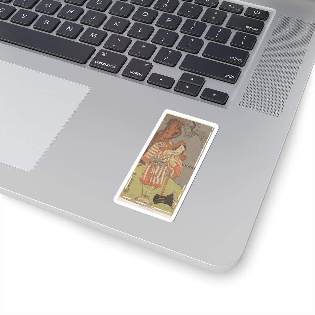 Ecommerce Main — The Actor The Fourth Danjuro With His Chin In His Hand Leaning On The Handle Of  — Kiss-Cut Sticker