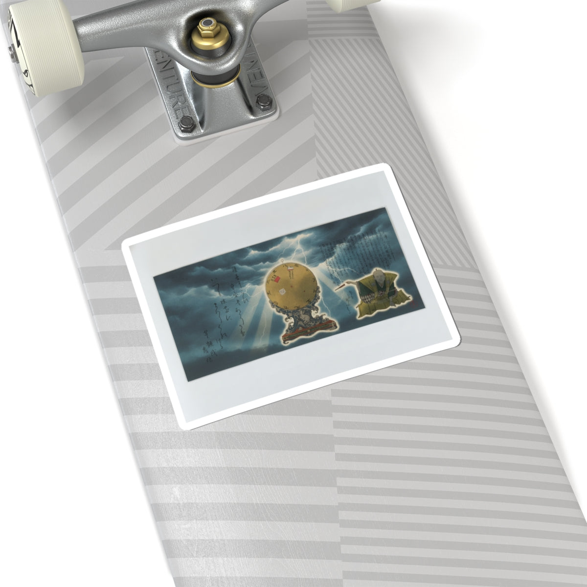 Dramatic Storm — Moveable Rotating Calendar Mounted On Elaborate Wave-Base With Rabbit Crest — Kiss-Cut Sticker