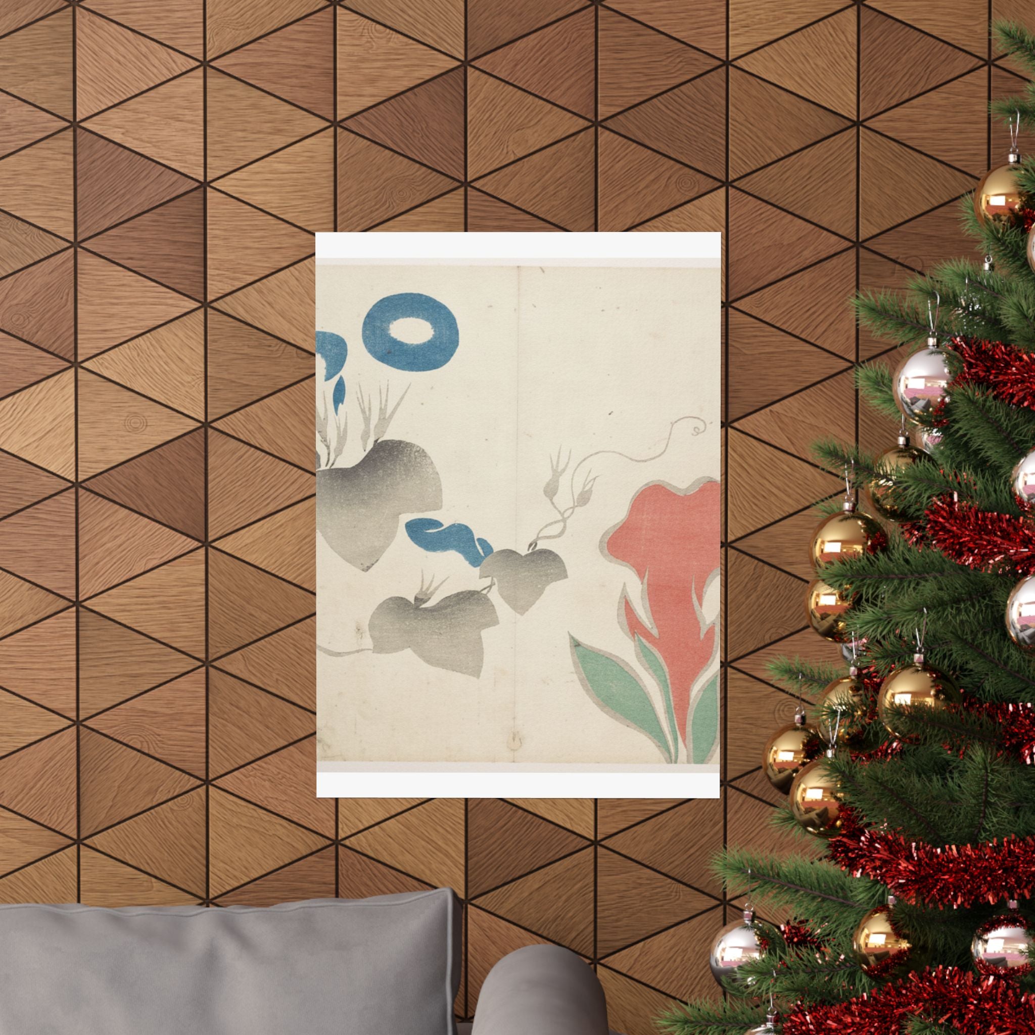 Watercolor — Design Of Morning–Glory And Other Flowers — Matte Poster