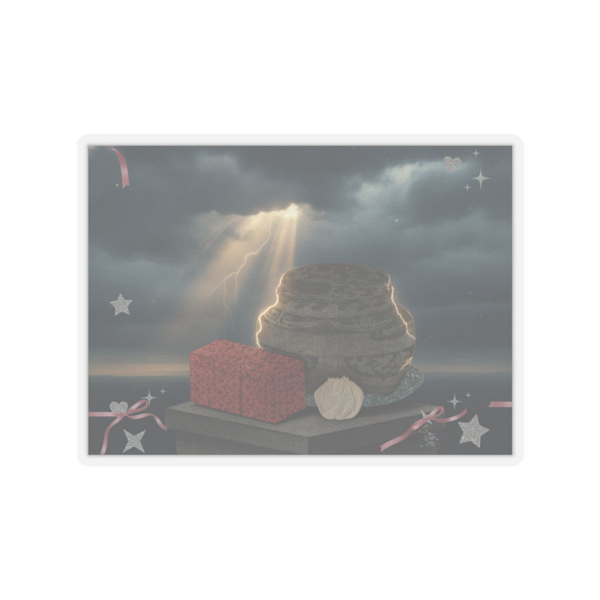 Dramatic Storm — Fire-Holder And Tea-Box — Kiss-Cut Sticker