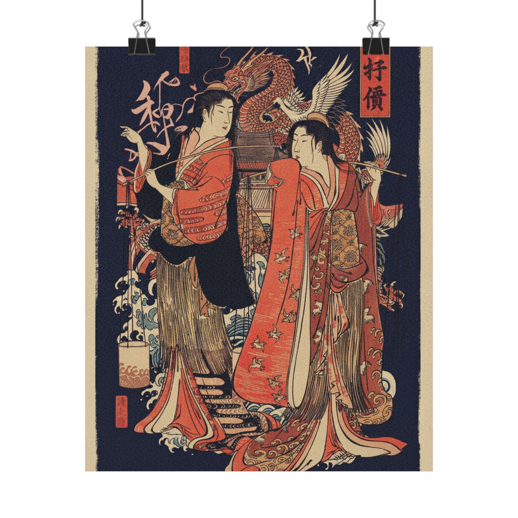 Japanese Street — The Dance Of The Beach Maidens From The Series Brocade Of The East — Matte Poster