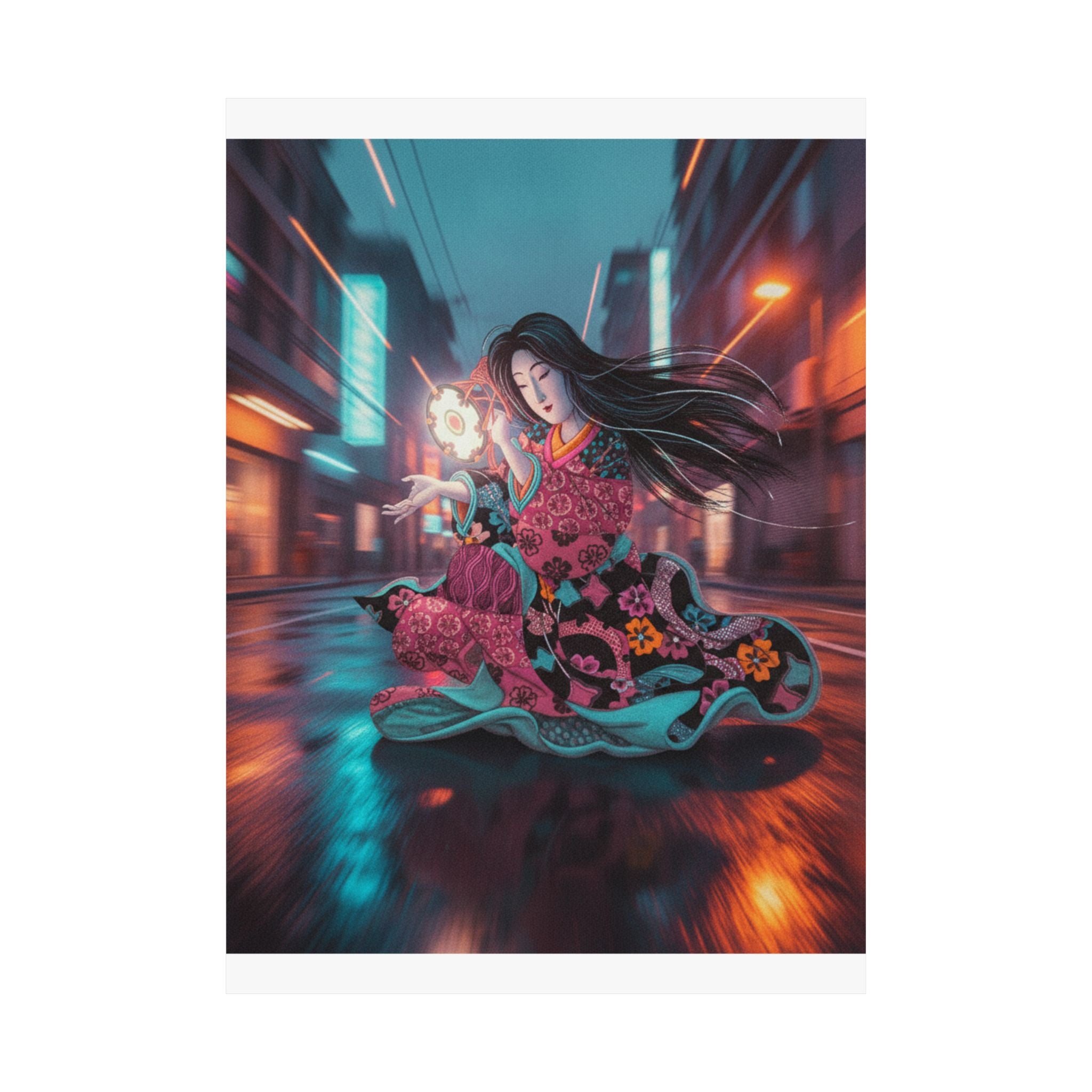 Fast Furious — Woman Playing The Tsuzumi — Matte Poster