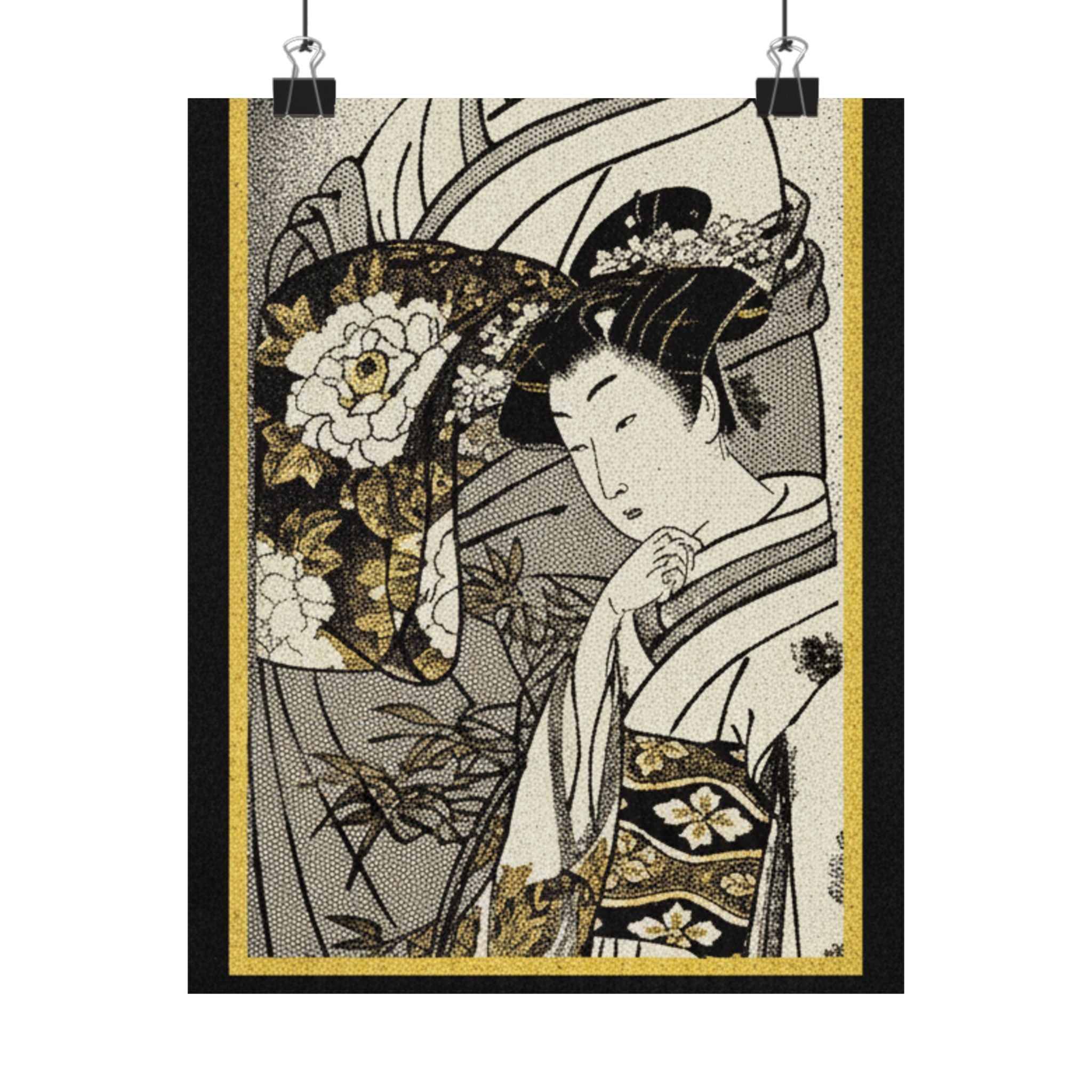 Streetwear Collage — Oiran And Attendant Out For A Stroll — Matte Poster