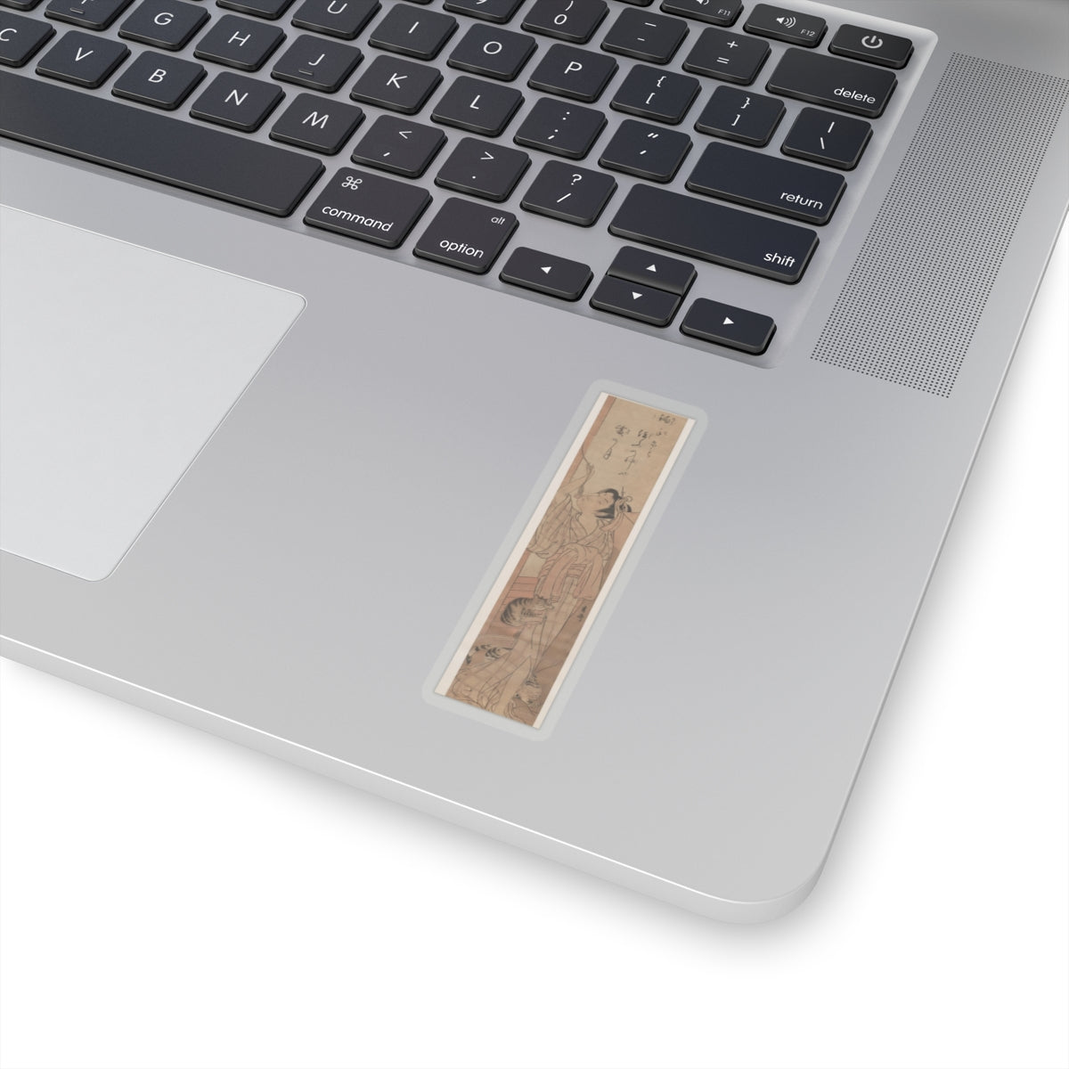 Ecommerce Main — Young Lady Toying With The Tassel Of Her Bed–Net While A Cat Plays At Her Feet — Kiss-Cut Sticker