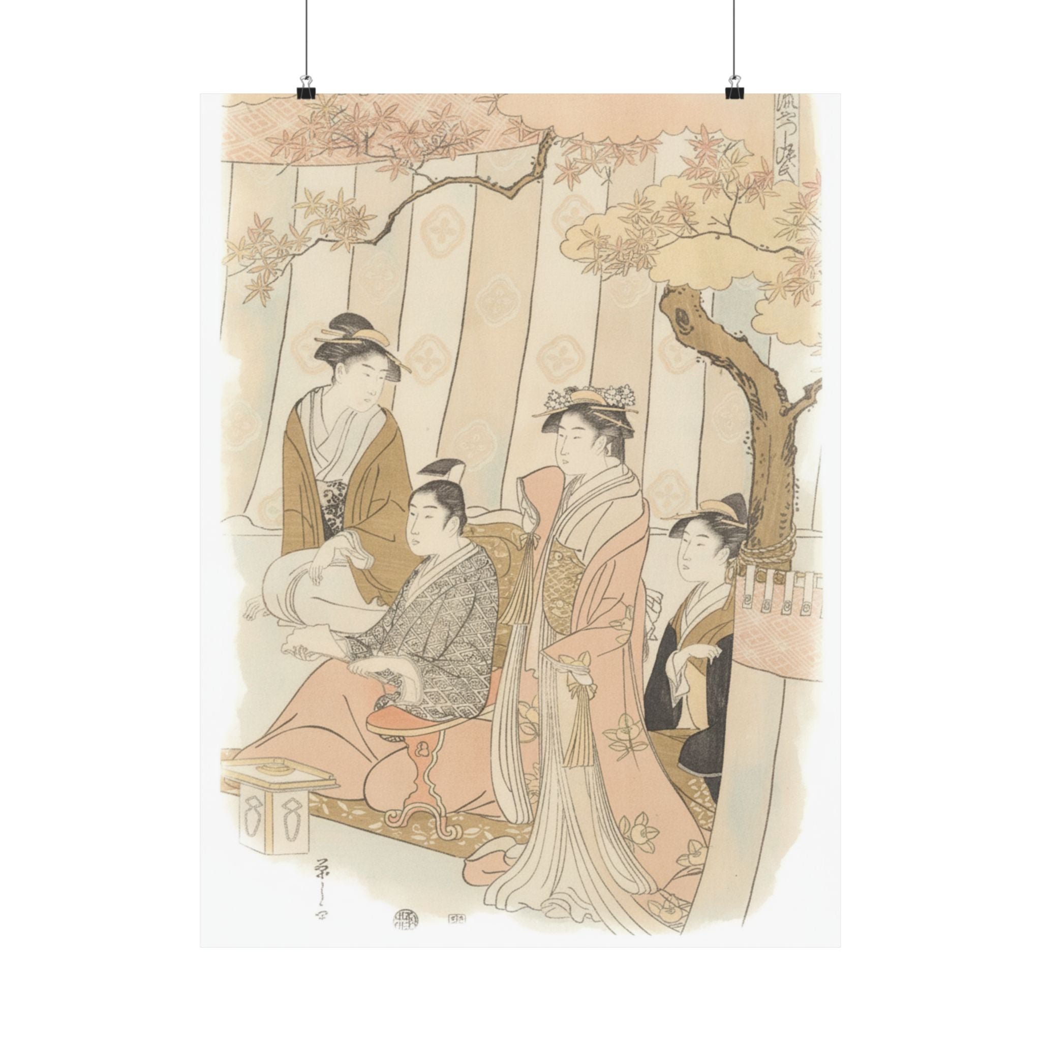 Watercolor — Prince Genji And Three Young Women — Matte Poster